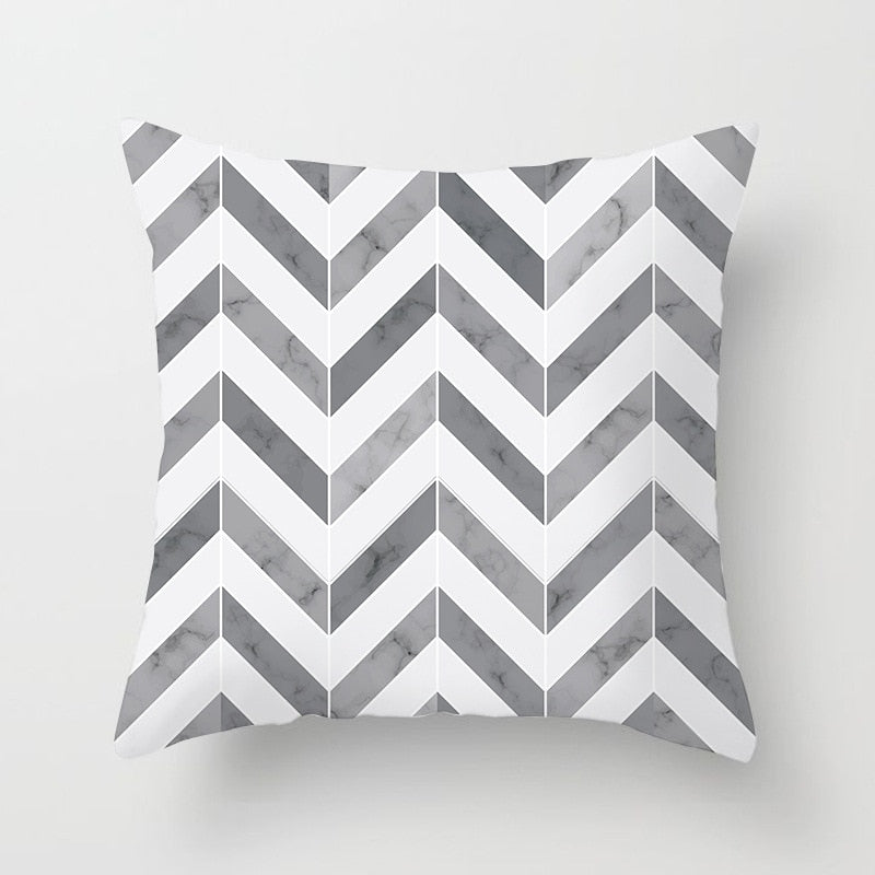 Geometric Cushion Cover Black and White Polyester Throw Pillow Case Striped Dotted Grid Triangular Geometric Art Cushion Cover