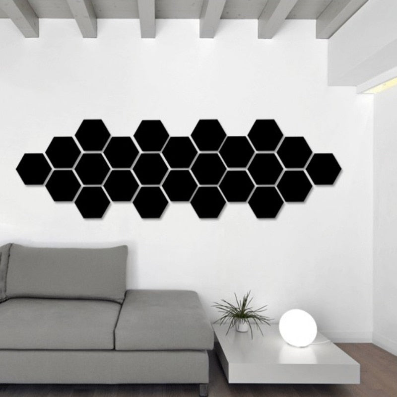 3D Hexagon Acrylic Mirror Wall Stickers DIY Art Wall Decor Stickers Living Room Mirrored Sticker Gold Home Decor wall decor living room modern decor styles modern home room design modern home styling