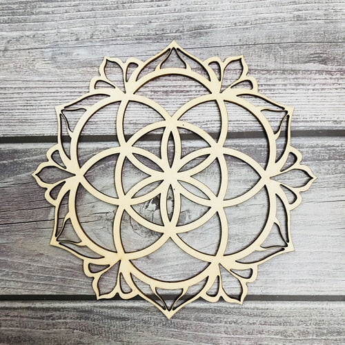 Tree of Life Wood Wall Hanging Laser Cut Wooden Wall Art Sacred Geometry Yoga Studio Unique Handmade Spiritual Gift Home Decor