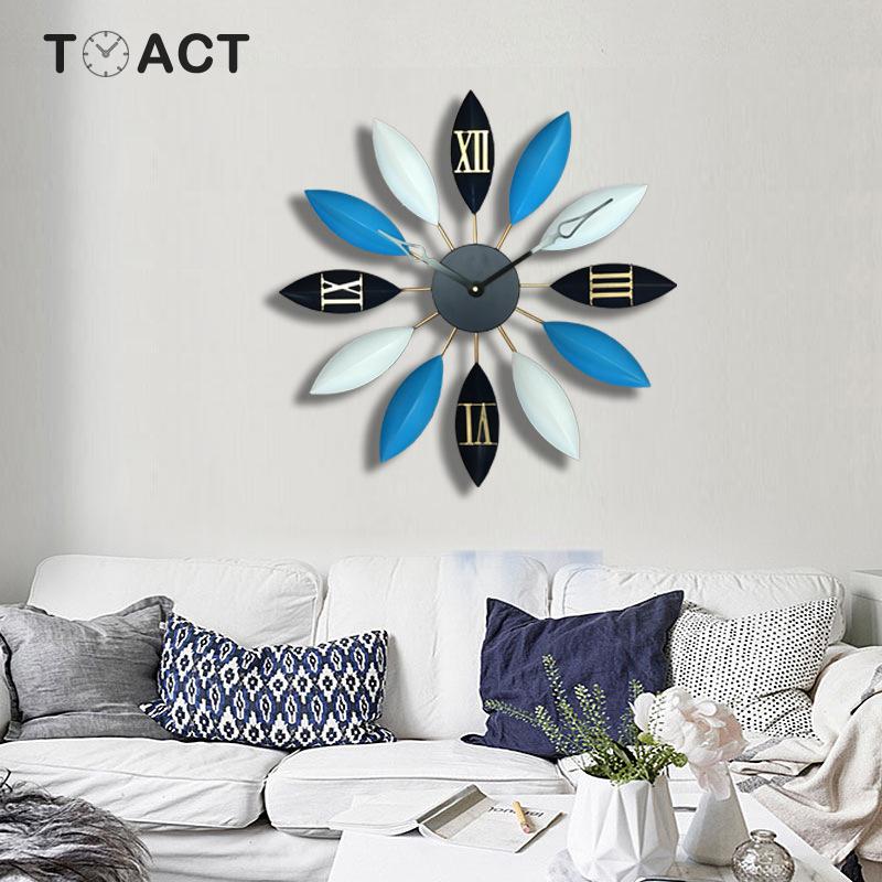 Large Iron Art Wall Clocks Retro Nordic Type Mute Hanger Watch Silent Hanging Wall Clock Home Living Room Bedroom Decor