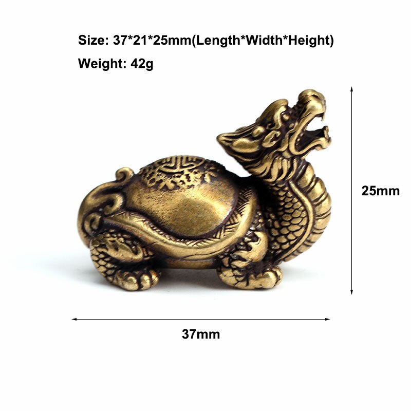 Pure Copper Chinese Dragon Turtle Lucky Desk Ornaments Vintage Brass Auspicious Animal Miniature Figurine Decorations Home Decor