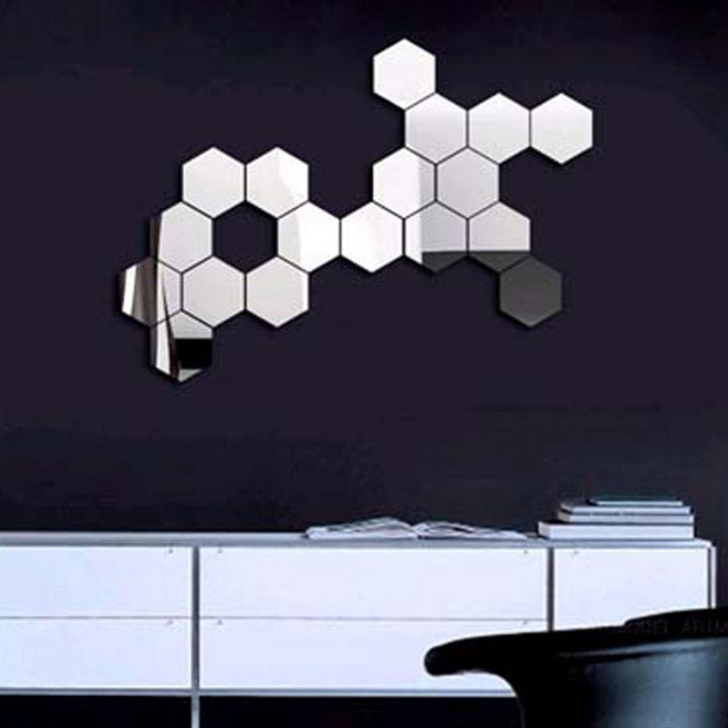 3D Hexagon Acrylic Mirror Wall Stickers DIY Art Wall Decor Stickers Living Room Mirrored Sticker Gold Home Decor wall decor living room modern decor styles modern home room design modern home styling