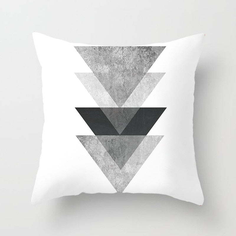 Geometric Cushion Cover Black and White Polyester Throw Pillow Case Striped Dotted Grid Triangular Geometric Art Cushion Cover