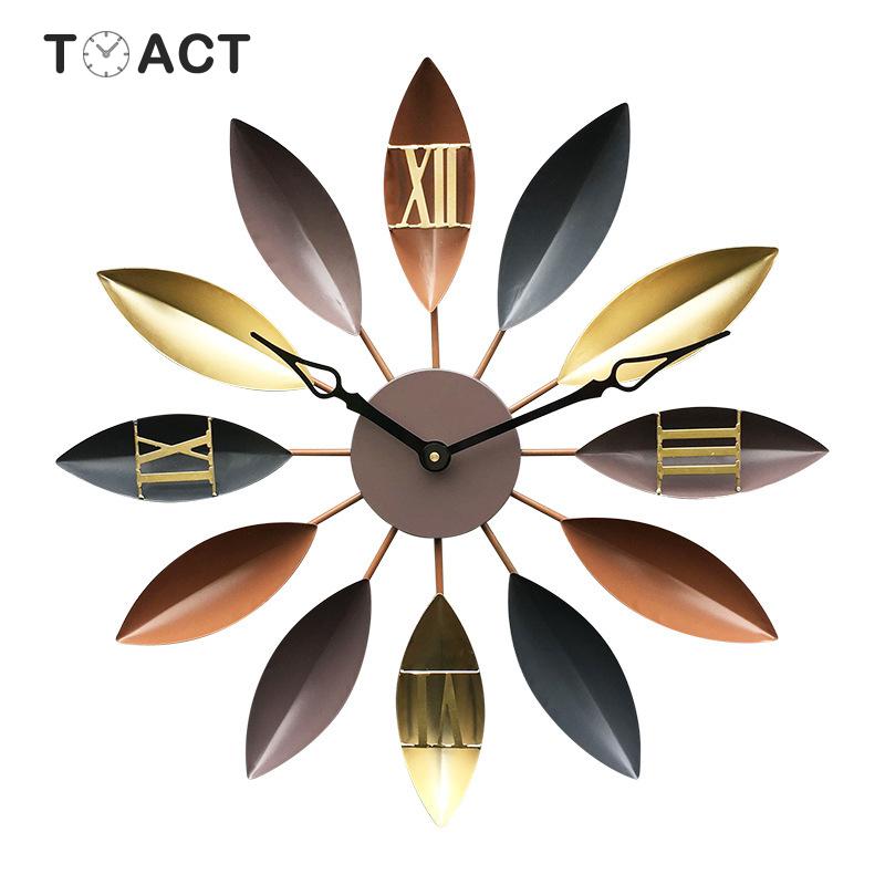 Large Iron Art Wall Clocks Retro Nordic Type Mute Hanger Watch Silent Hanging Wall Clock Home Living Room Bedroom Decor