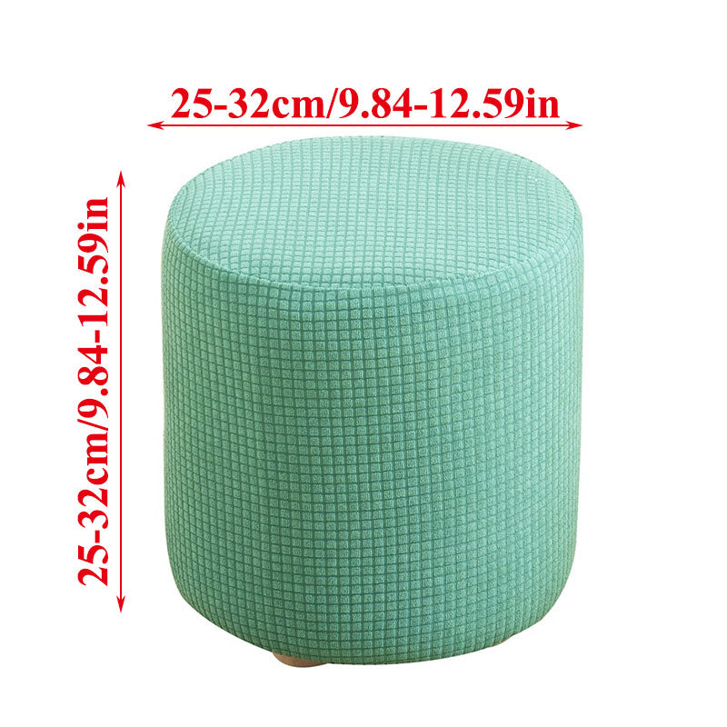 Round Shape Footstool Cover Seat Cover Covering Chair Cushion Polyester Elastic Check Ottoman Covers Living Room Chair Covers