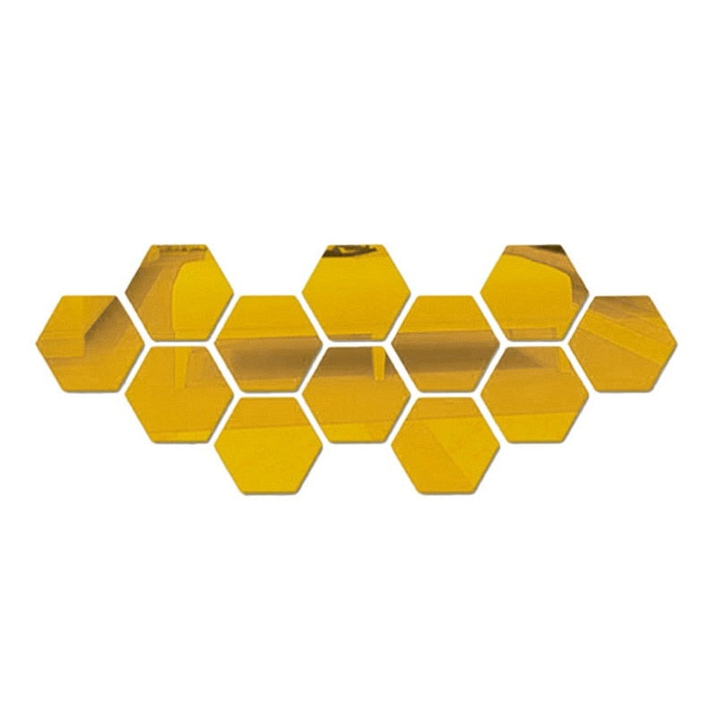 3D Hexagon Acrylic Mirror Wall Stickers DIY Art Wall Decor Stickers Living Room Mirrored Sticker Gold Home Decor wall decor living room modern decor styles modern home room design modern home styling