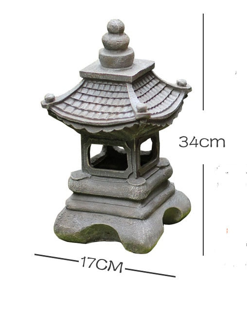 Japanese Style Outdoor Floor Courtyard  Resin Solar Lamp Palace Lanterns Landscape Lights Home Gardening Decoration Zen