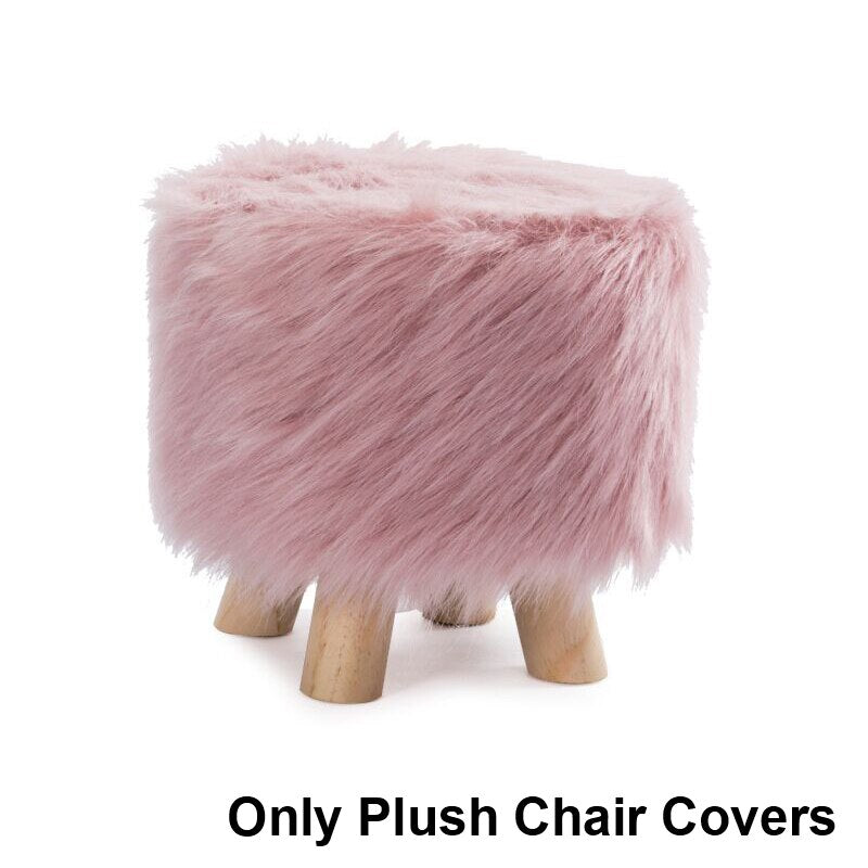 Plush Fabric Ottoman Cover Footrest Covers Artificial Wool Soft Sheepskin Chair Covers Footstool Protector Covers Without Stool