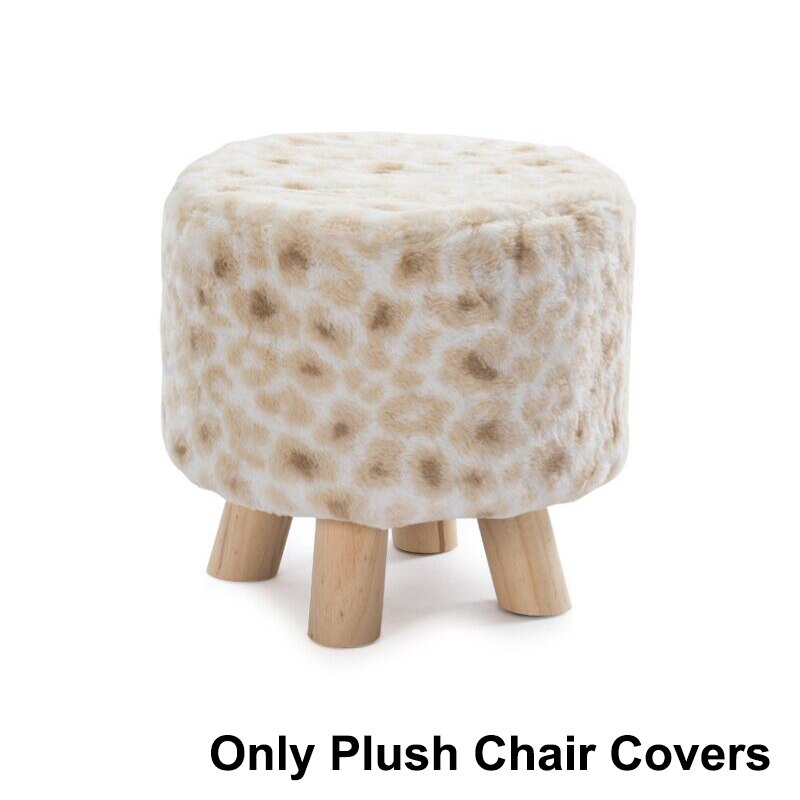 Plush Fabric Ottoman Cover Footrest Covers Artificial Wool Soft Sheepskin Chair Covers Footstool Protector Covers Without Stool