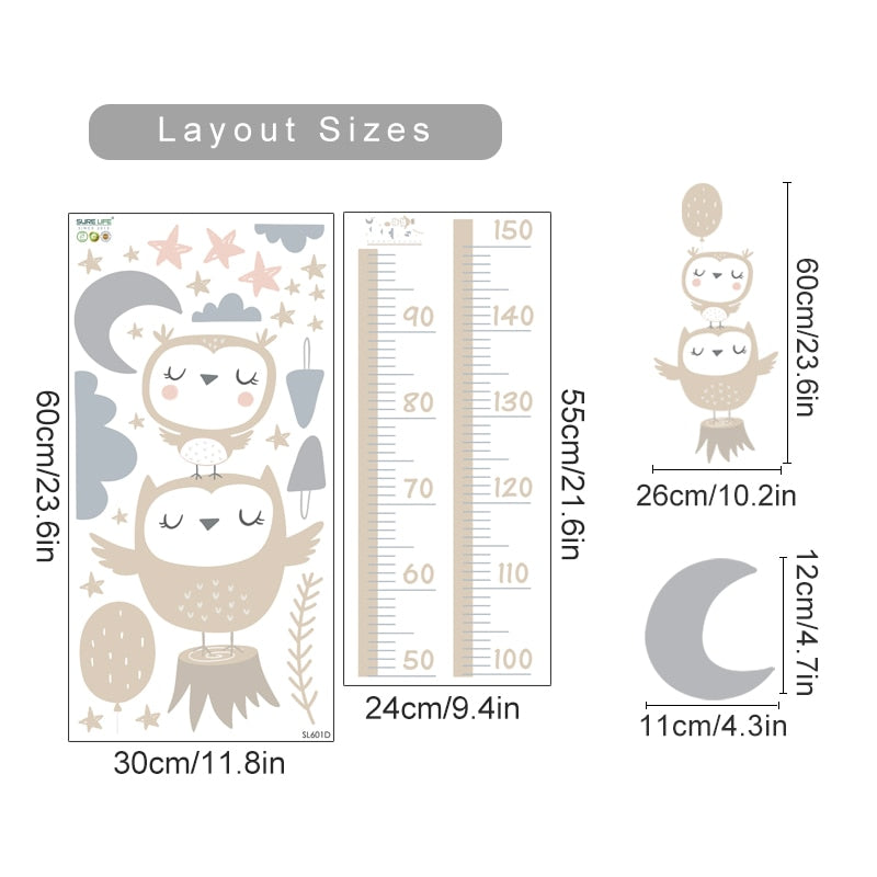 Cartoon Baby Height Measurement Lion Animals Wall Sticker Stars Vinyl Children Nursery Art Decals for Kids Room Home Decoration