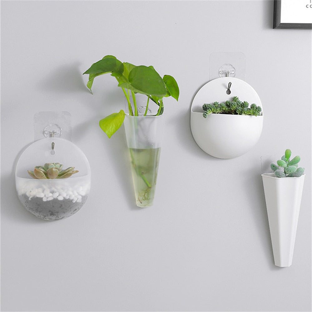 Creative Wall-mounted Flower Vase Tube Wall Hanging Plant Pot Indoor Garden Wall Decor No Punching Pots Home Decoration