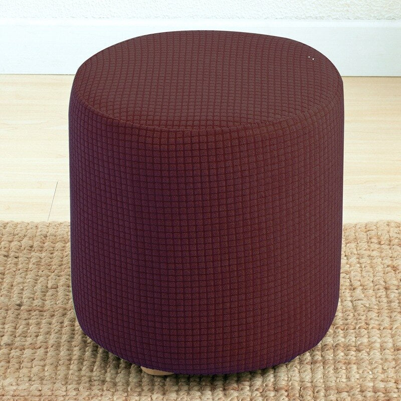 Round Ottoman Slipcover Stretch Footrest Covers Elastic Ottoman Cover Spandex Footrest Stool Footstool Protector For Furniture