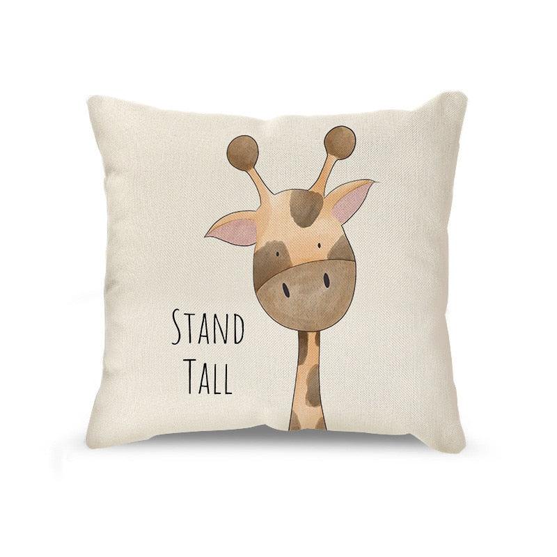 Cartoon Animal Linen Pillowcase Home Decor Throw Pillow Covers Cotton Throw Cushion Case for Sofa Couch