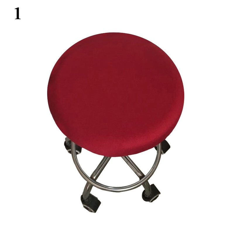 Round Shape Footstool Cover Seat Cover Covering Chair Cushion Polyester Elastic Check Ottoman Covers Living Room Chair Covers