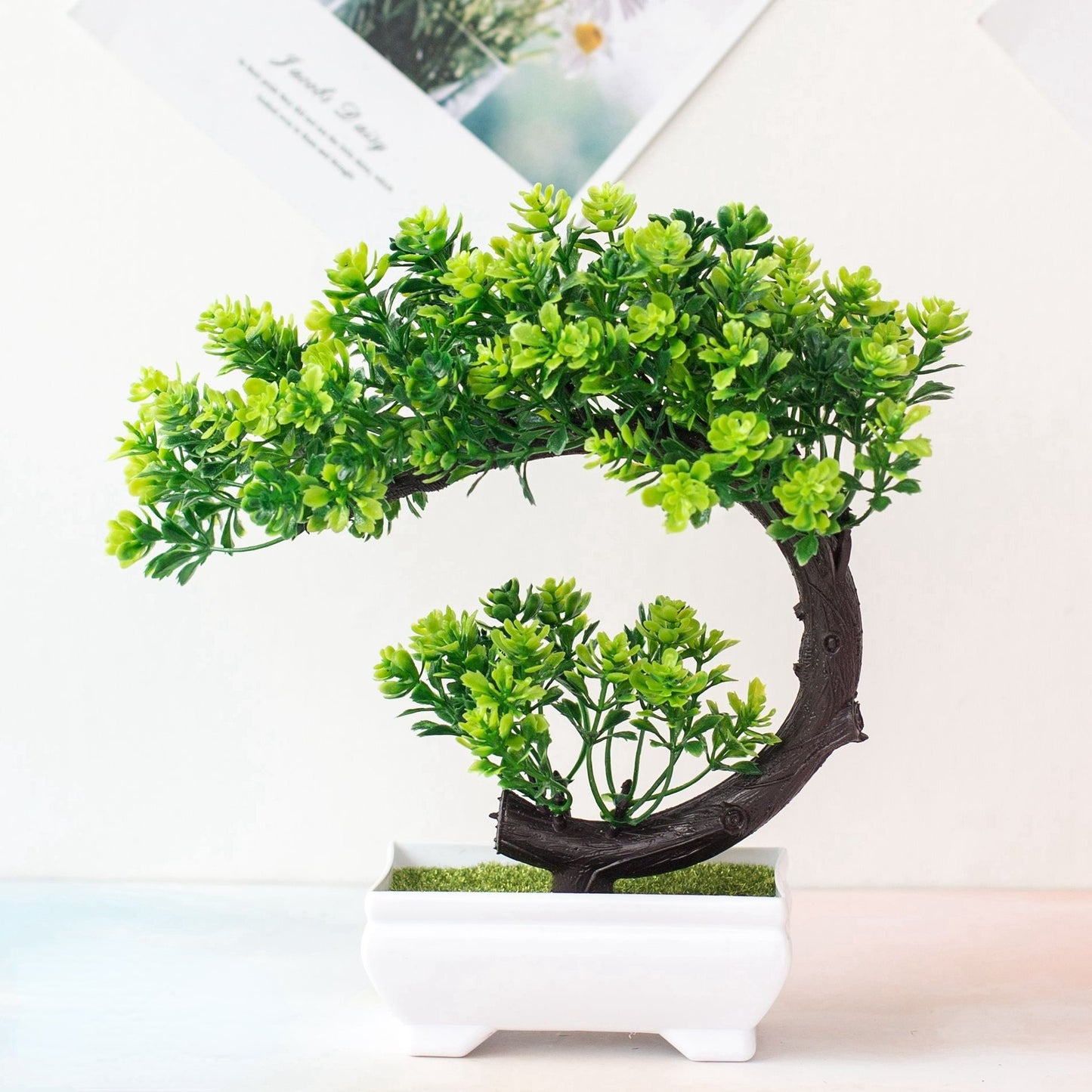 Artificial Plant Bonsai Plastic Small Tree Pot Fake Plant Flower Potted Ornaments for Home Room Table Garden Hotel Decoration