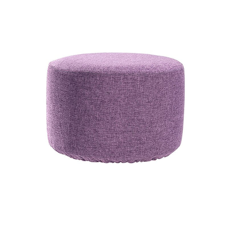 Round Stool Cover Cotton Linen Ottoman Footstool Protector Elastic Footstool Slipcover for Living Room Home Decor Housse De Pouf