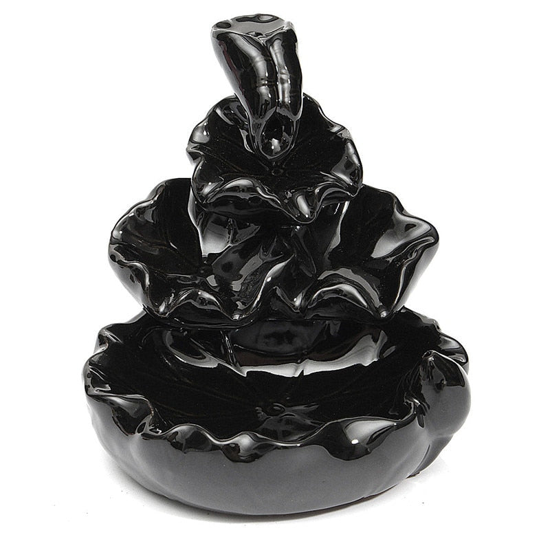 Waterfall Incense Burner Ceramic Incense Holder Handmade Ceramic Backflow Incense Burner Decor With 10 Backflow Incense Cones