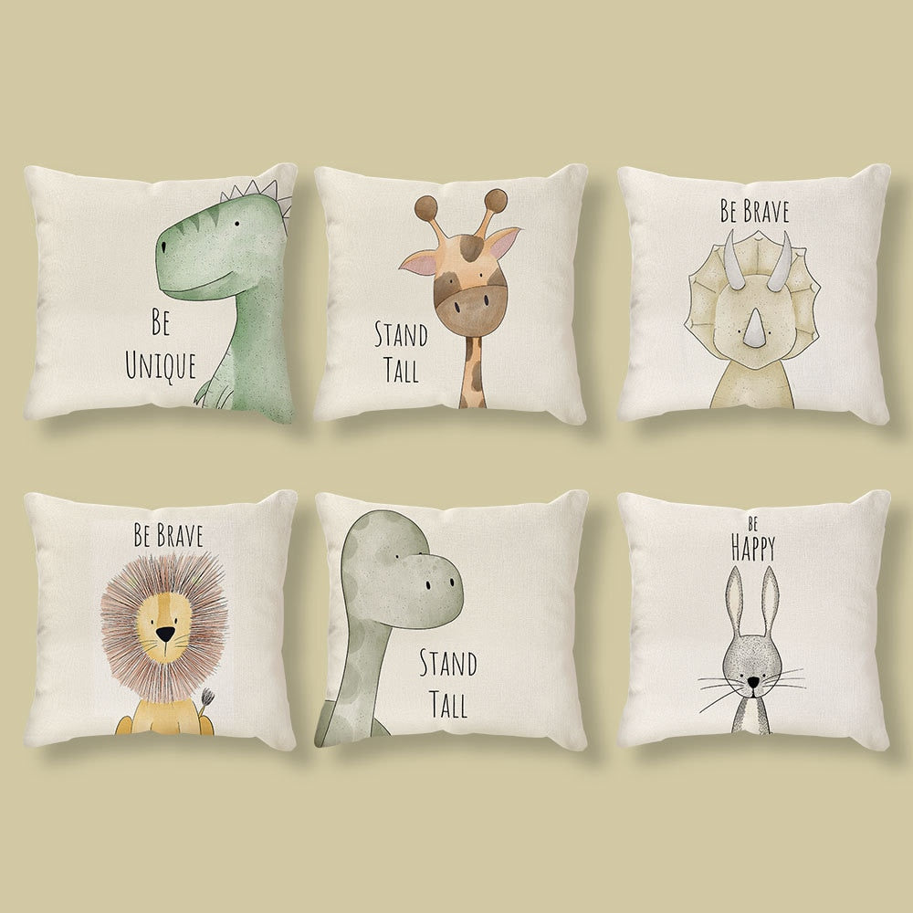 Cartoon Animal Linen Pillowcase Home Decor Throw Pillow Covers Cotton Throw Cushion Case for Sofa Couch