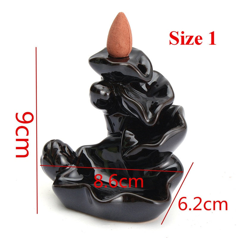 Waterfall Incense Burner Ceramic Incense Holder Handmade Ceramic Backflow Incense Burner Decor With 10 Backflow Incense Cones