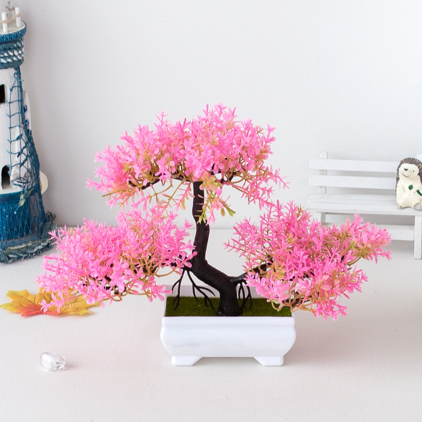 Artificial Plant Bonsai Plastic Small Tree Pot Fake Plant Flower Potted Ornaments for Home Room Table Garden Hotel Decoration