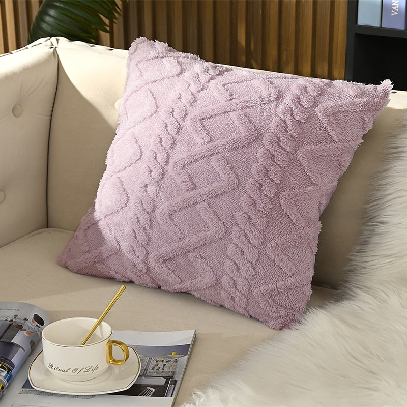 Pillowcase Decorative Home Pillows White Pink Retro Fluffy Soft