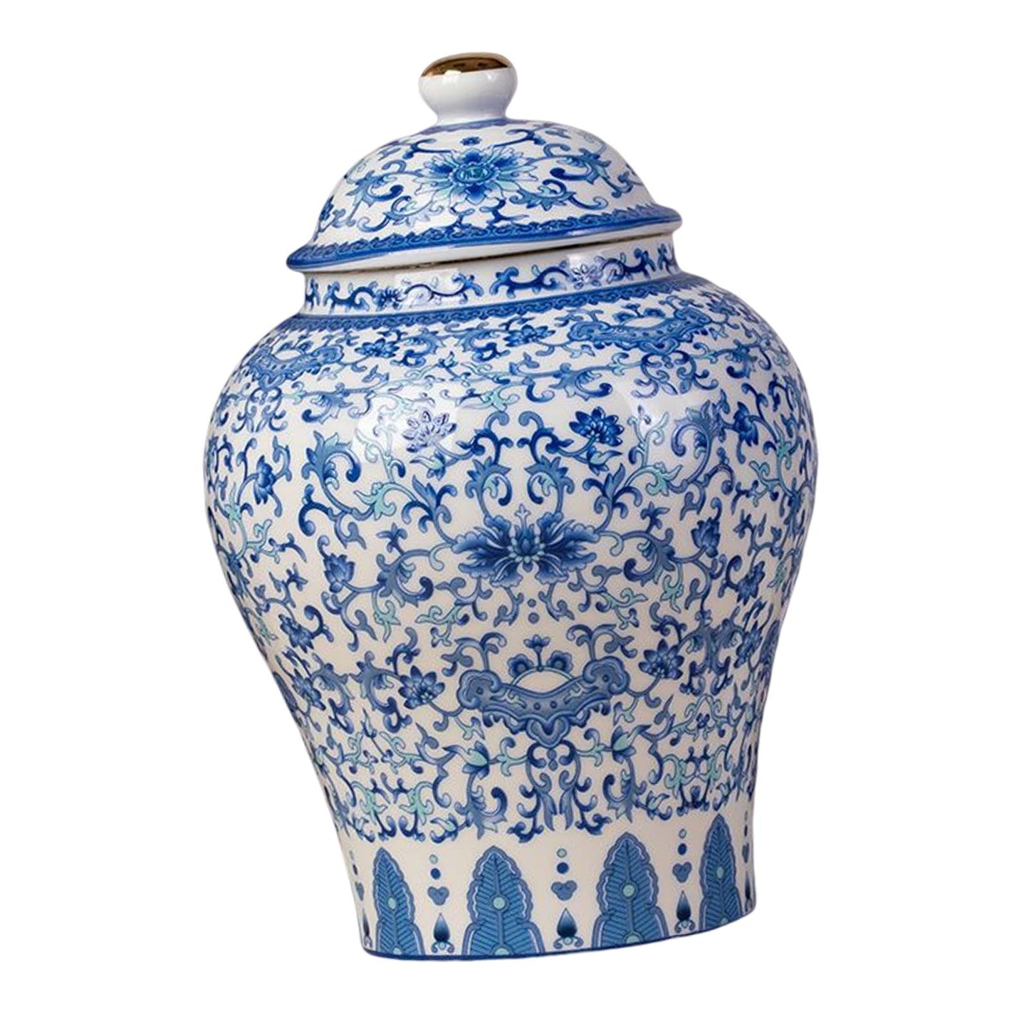 Chinese Porcelain Ginger Jar Handicraft Temple Jar with Lid Tea Storage for Restaurant Party Living Room Ornament