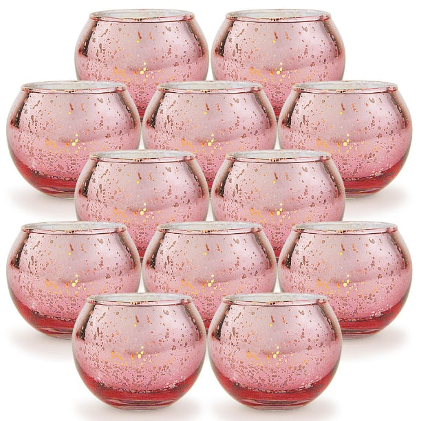 YuryFvna 6/12 Pcs Mercury Glass Candle Holders Votive Tealight Candlestick Wedding Centerpieces Parties Home Decoration Gift