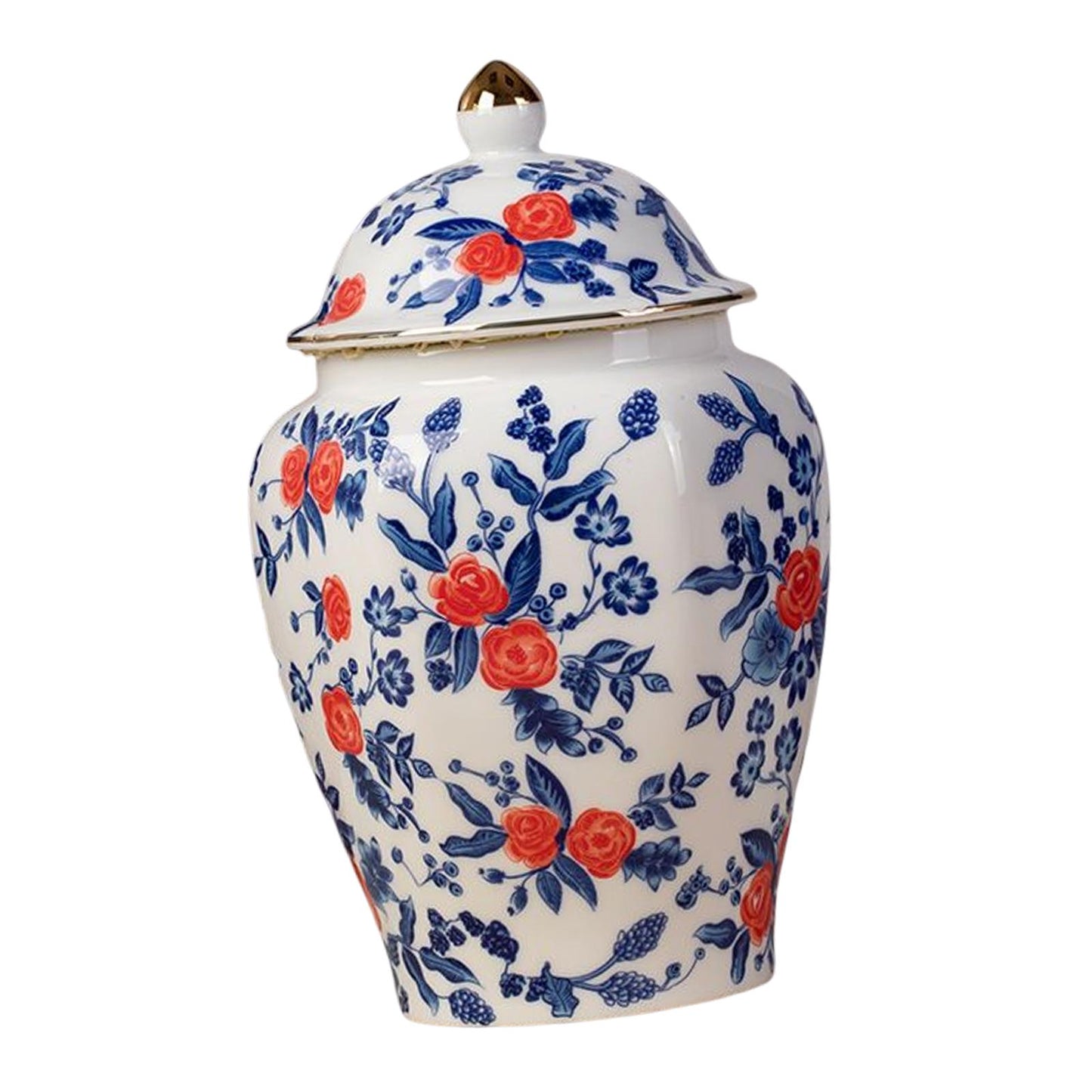 Chinese Porcelain Ginger Jar Handicraft Temple Jar with Lid Tea Storage for Restaurant Party Living Room Ornament