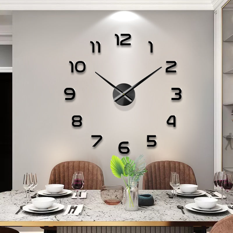 Fashion 3D big size wall clock mirror sticker DIY brief living room decor meetting room wall clock