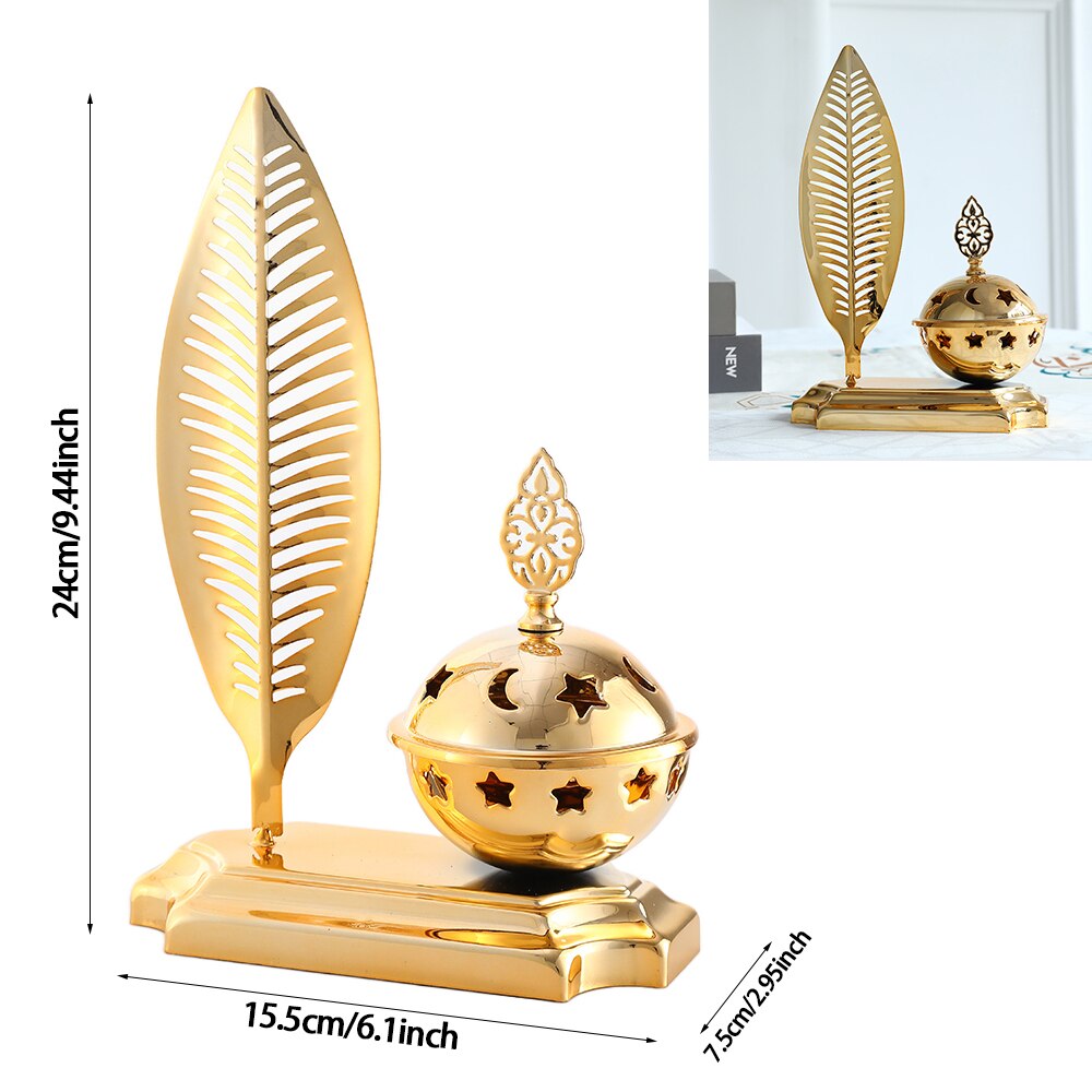 EID Mubarak Metal Dessert Nuts Tray Incense Burner  Islam Muslim Festival Party Ornaments Star Moon Ramadan Decorations for Home