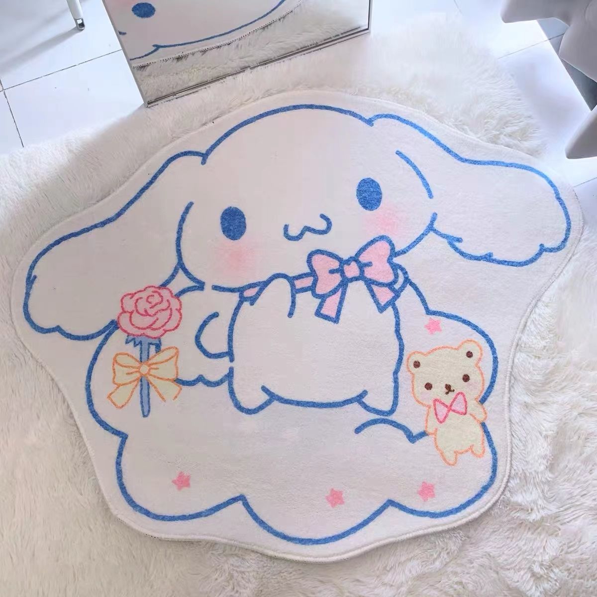 My Melody Carpet Super Soft Cute Cartoon Kittie Bedroom Mats Soft Children Area Rugs Kawaii Carpet Double Sided Fuzzy Blanket