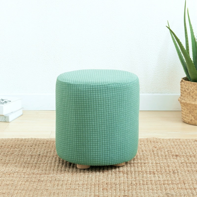 Round Ottoman Slipcover Stretch Footrest Covers Elastic Ottoman Cover Spandex Footrest Stool Footstool Protector For Furniture