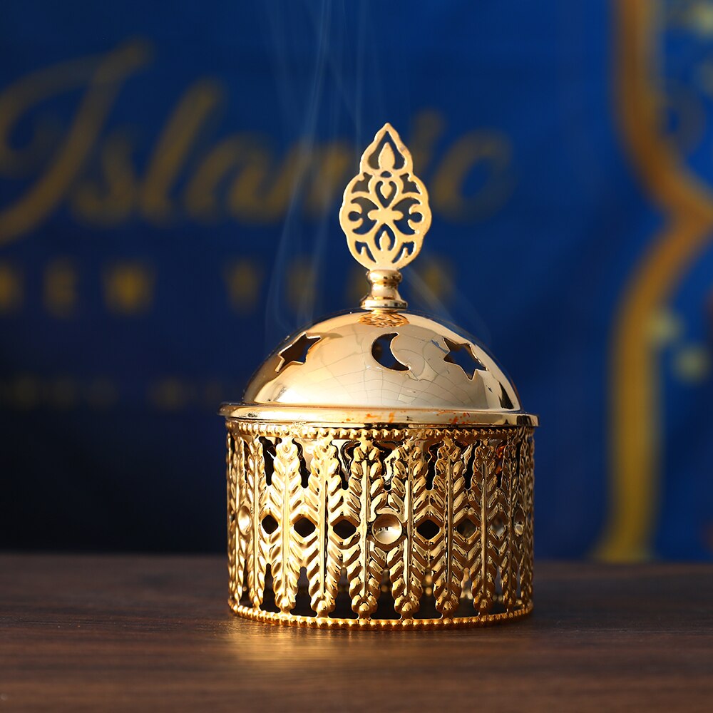 EID Mubarak Metal Dessert Nuts Tray Incense Burner  Islam Muslim Festival Party Ornaments Star Moon Ramadan Decorations for Home