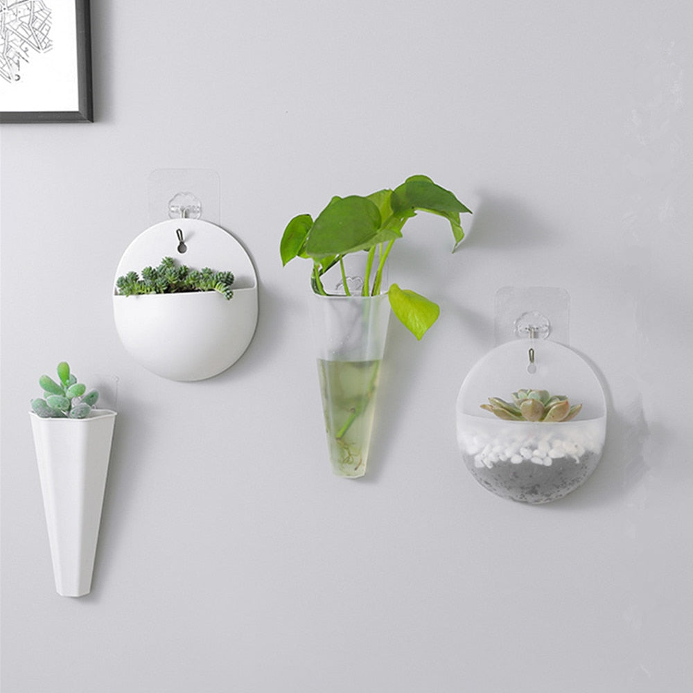 Creative Wall-mounted Flower Vase Tube Wall Hanging Plant Pot Indoor Garden Wall Decor No Punching Pots Home Decoration