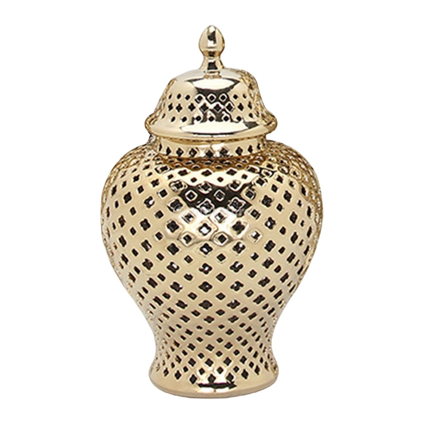 Ceramic Ginger Jar Carved Lattice Handicraft Temple Jar for Home Decor Hand Painted Retro Universal Jar Handicraft Storage Decor