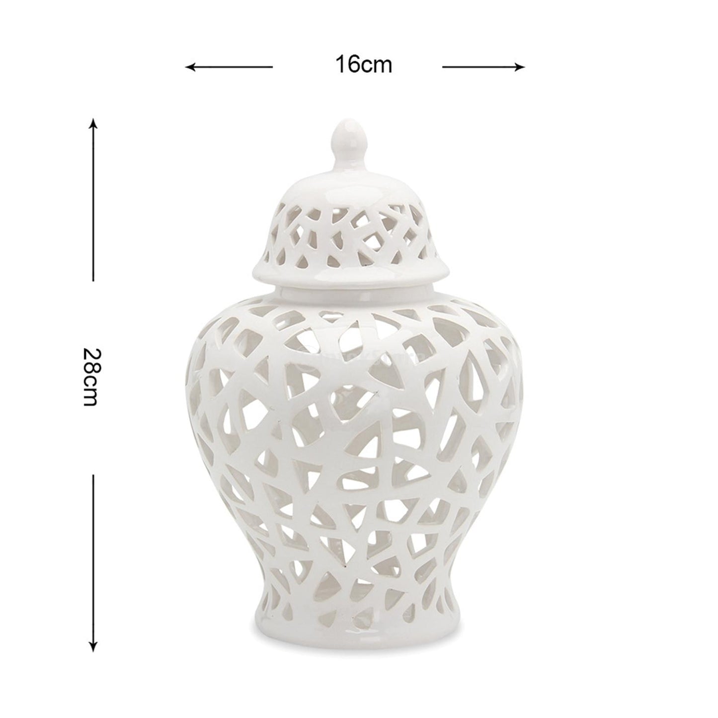 Ceramic Ginger Jar Carved Lattice Handicraft Temple Jar for Home Decor Hand Painted Retro Universal Jar Handicraft Storage Decor