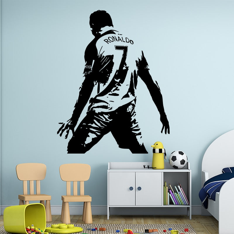 Football Cristiano Ronaldo Vinyl Wall Sticker Soccer Athlete Ronaldo Wall Decals Art Mural For Kis Room Living Room Decoration