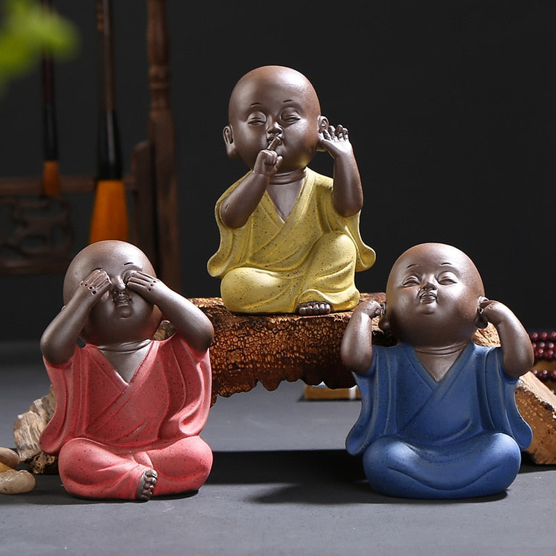 Tea Pet Three Not Monk  Decorative Ceramic Characters Set up Table Accessories Home For Life Room