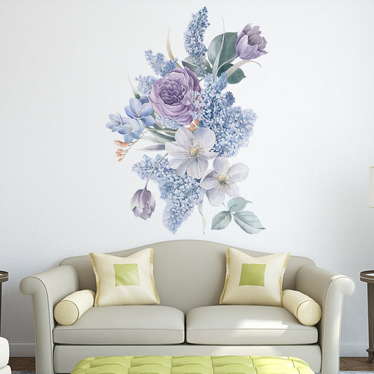 Watercolor Fresh Flowers Bedroom Wall Decor Wall Stickers Home Decoration Living room Wall Decals Vinyl PVC Sticker Art Murals