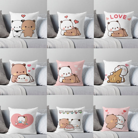 Panda bear hug Bubu duda Mochi Peach Cat Throw Pillow Bedroom Sofa Anime Bed Fashion Pillowcase