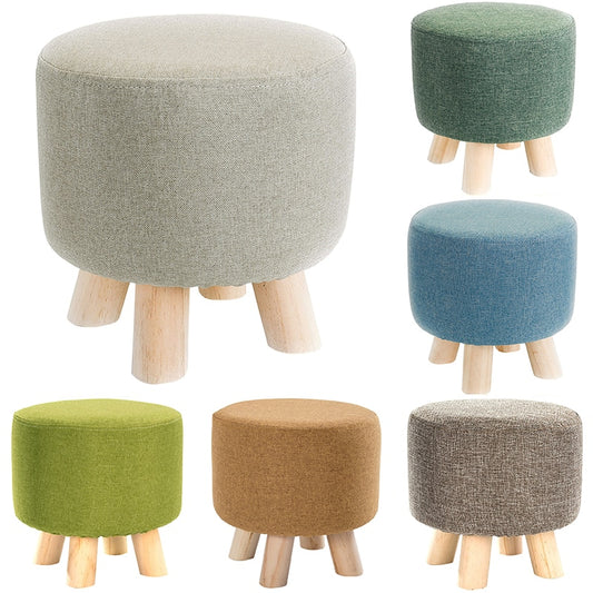 Round Stool Cover Cotton Linen Ottoman Footstool Protector Elastic Footstool Slipcover for Living Room Home Decor Housse De Pouf