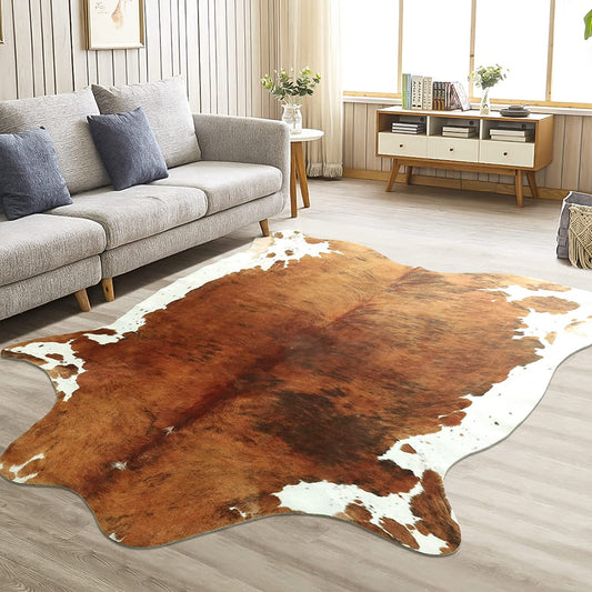 Cowhide Carpet Cow Print Rug American Style for Bedroom Living Room Cute Animal Printed Carpet Faux Cowhide Rugs for Home Decor