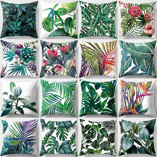 Tropical Leaf Cactus Monstera Cushion Cover 45*45cm Polyester Throw Pillows Sofa Home Decor Decoration Decorative Pillowcase